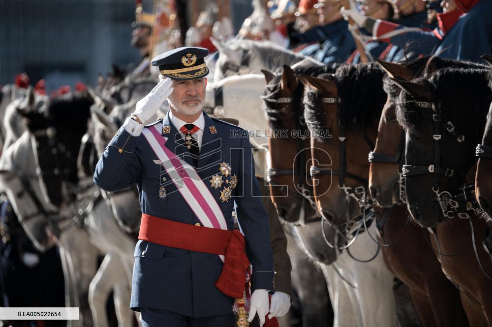 Royals At The Military Easter At The Royal Palace - Madrid