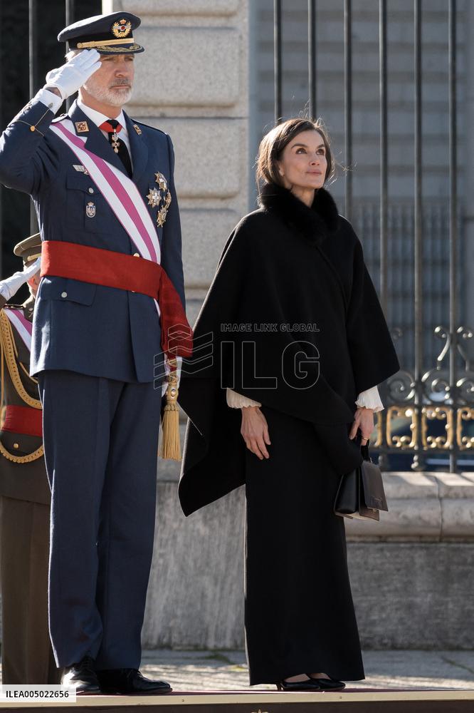 Royals At The Military Easter At The Royal Palace - Madrid
