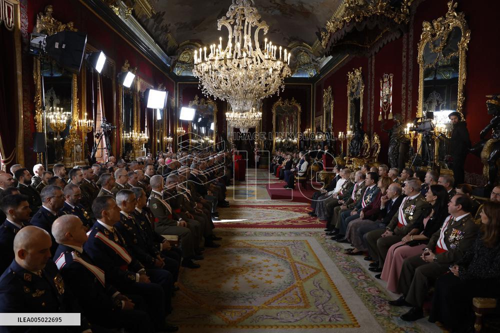 Royals At The Military Easter At The Royal Palace - Madrid