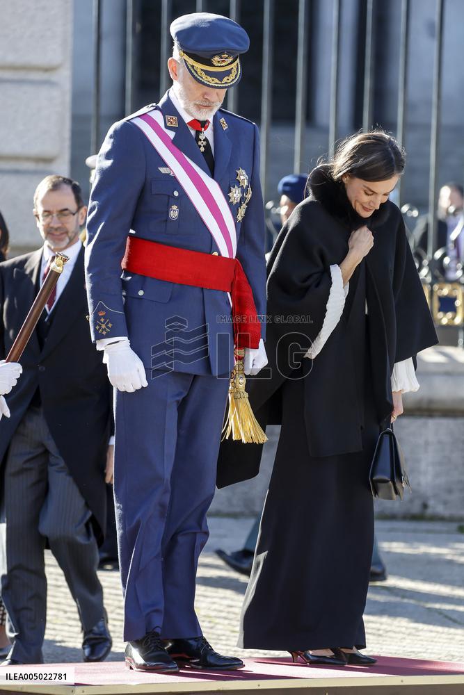 Royals At The Military Easter At The Royal Palace - Madrid