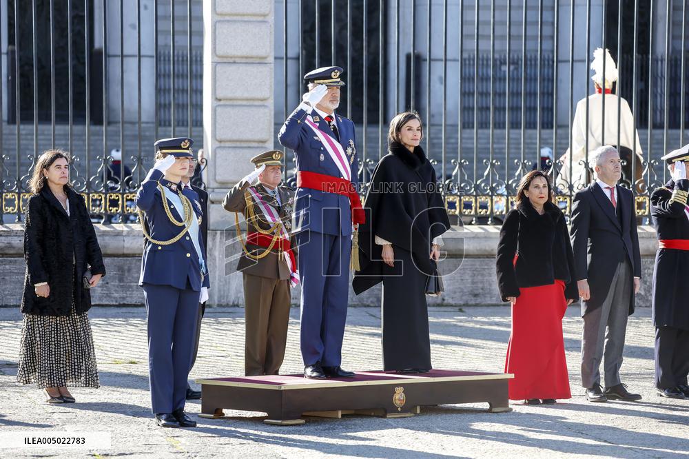Royals At The Military Easter At The Royal Palace - Madrid