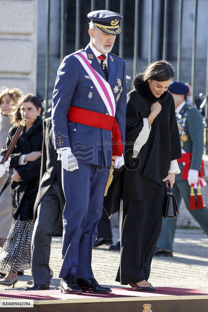 Royals At The Military Easter At The Royal Palace - Madrid