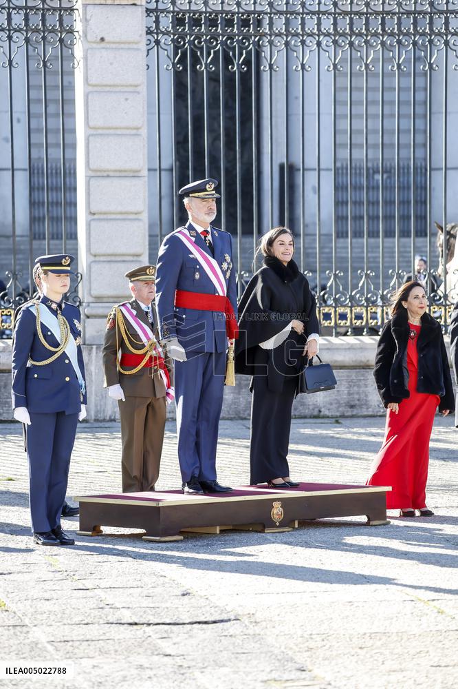 Royals At The Military Easter At The Royal Palace - Madrid