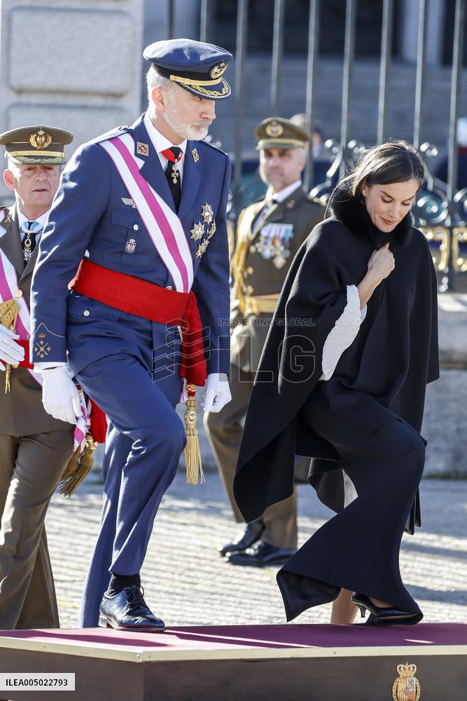 Royals At The Military Easter At The Royal Palace - Madrid