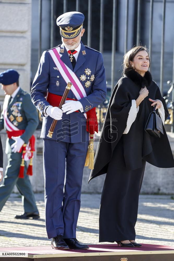 Royals At The Military Easter At The Royal Palace - Madrid