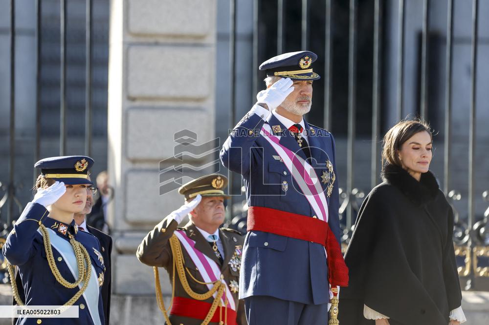 Royals At The Military Easter At The Royal Palace - Madrid
