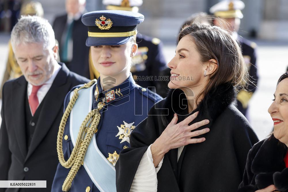 Royals At The Military Easter At The Royal Palace - Madrid