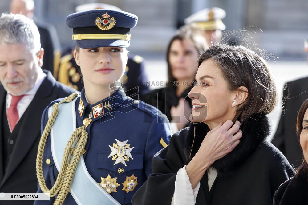 Royals At The Military Easter At The Royal Palace - Madrid