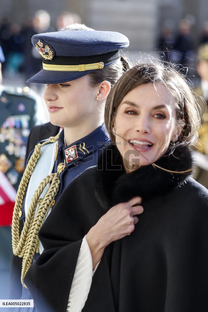 Royals At The Military Easter At The Royal Palace - Madrid