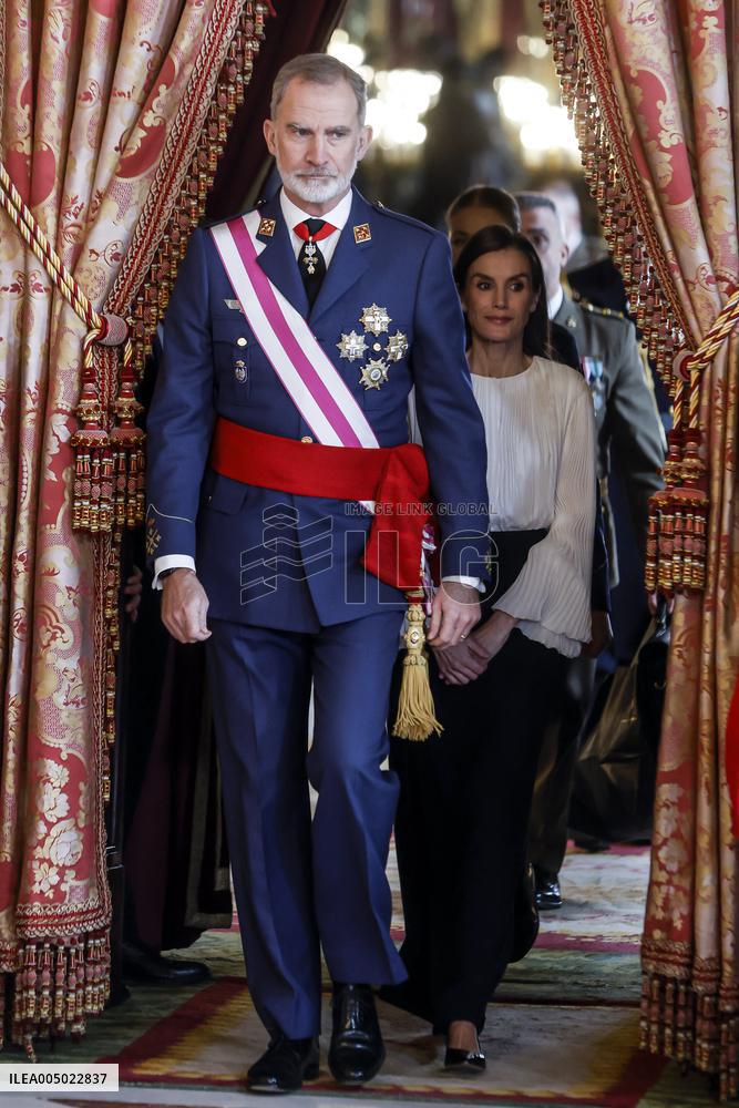 Royals At The Military Easter At The Royal Palace - Madrid