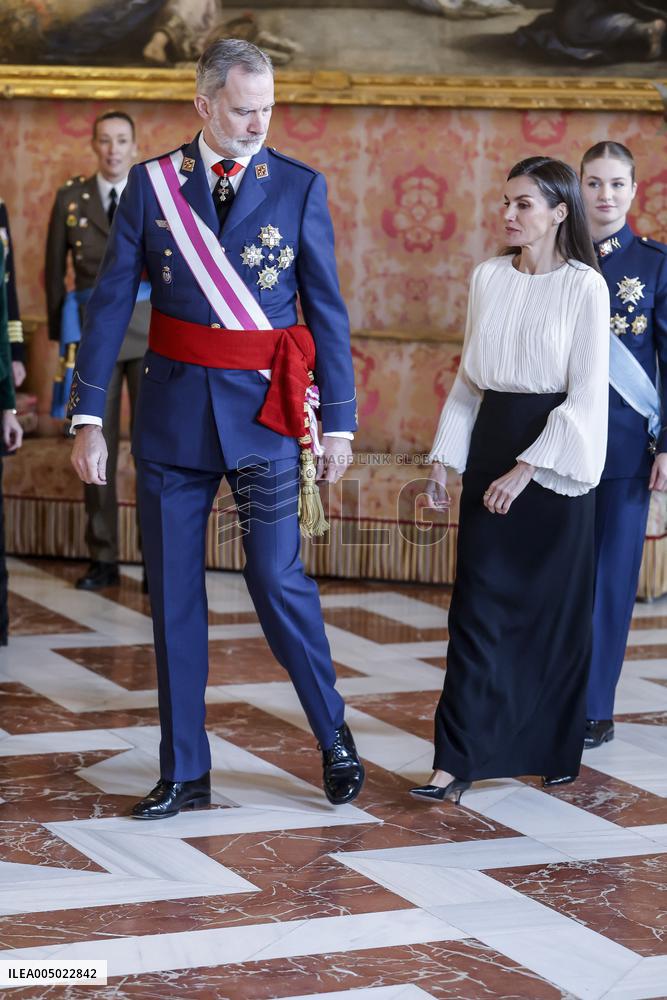 Royals At The Military Easter At The Royal Palace - Madrid