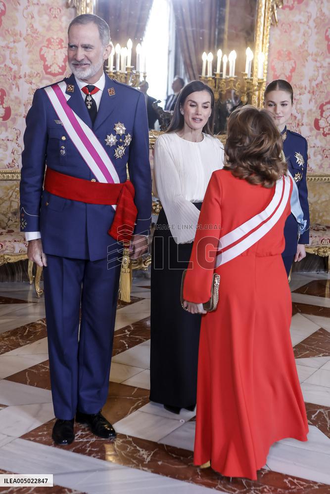 Royals At The Military Easter At The Royal Palace - Madrid