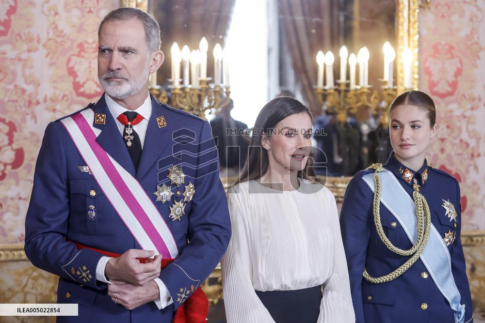 Royals At The Military Easter At The Royal Palace - Madrid