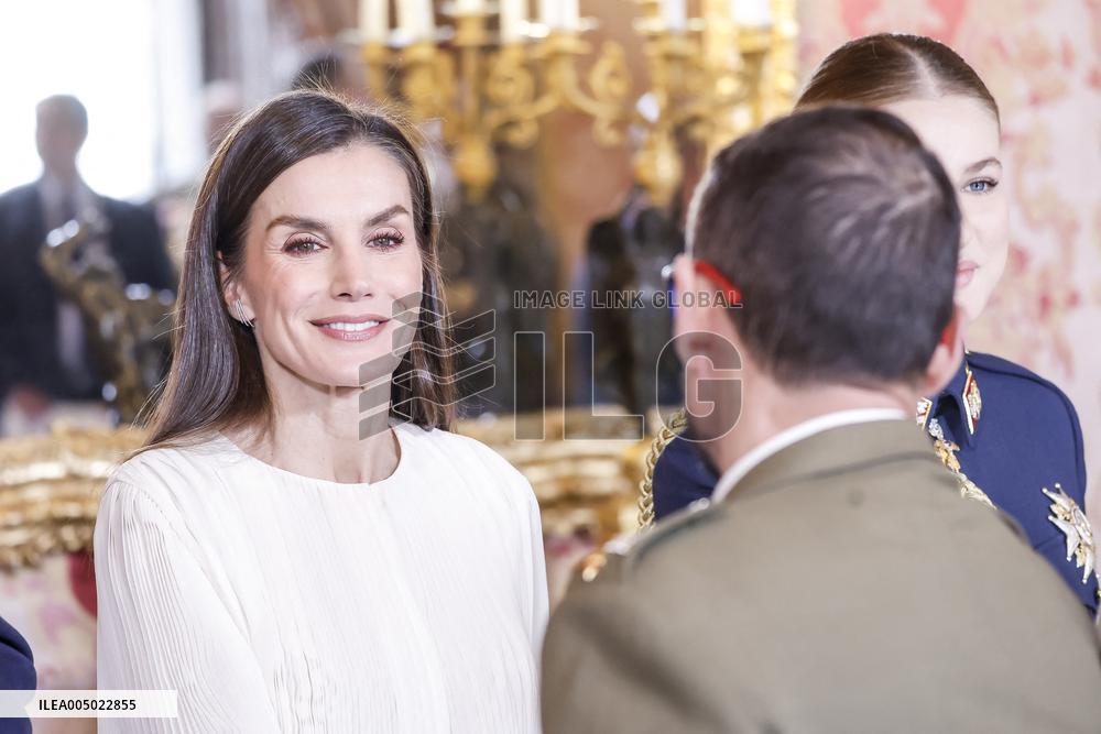 Royals At The Military Easter At The Royal Palace - Madrid
