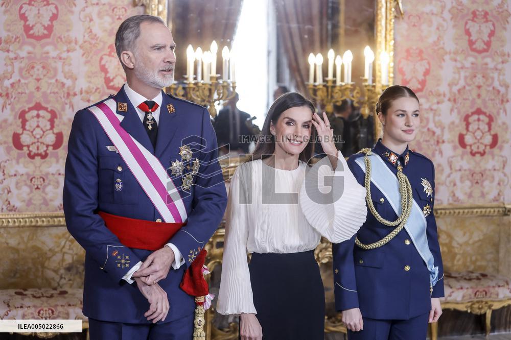 Royals At The Military Easter At The Royal Palace - Madrid