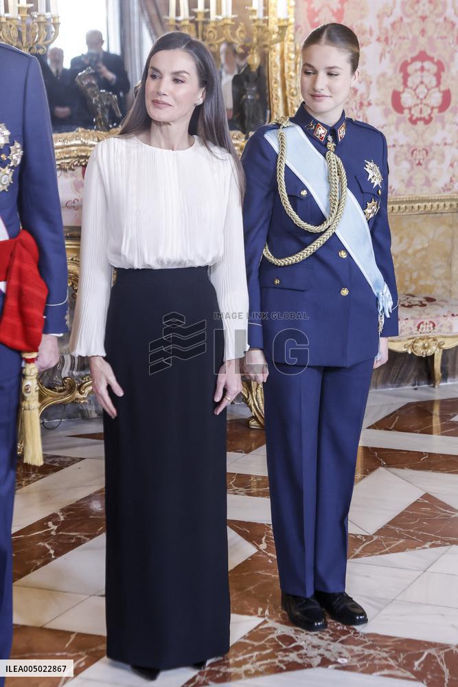 Royals At The Military Easter At The Royal Palace - Madrid
