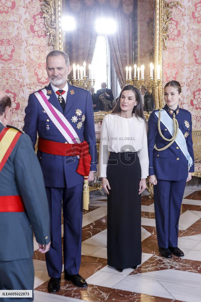 Royals At The Military Easter At The Royal Palace - Madrid