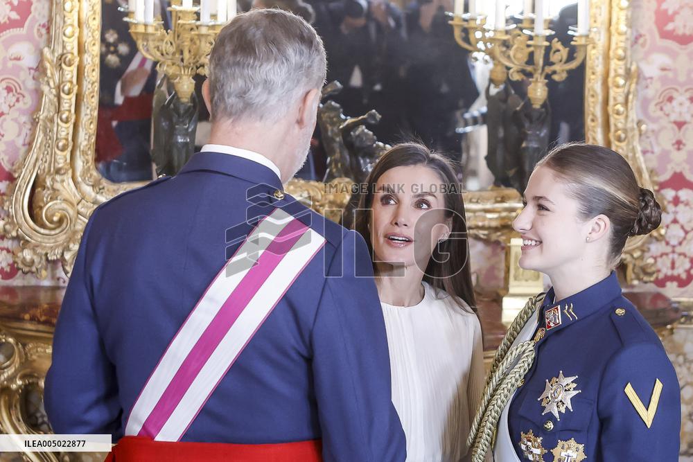 Royals At The Military Easter At The Royal Palace - Madrid