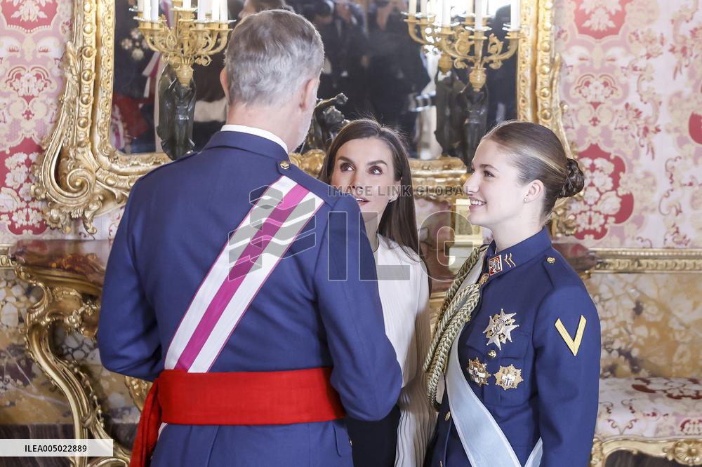 Royals At The Military Easter At The Royal Palace - Madrid