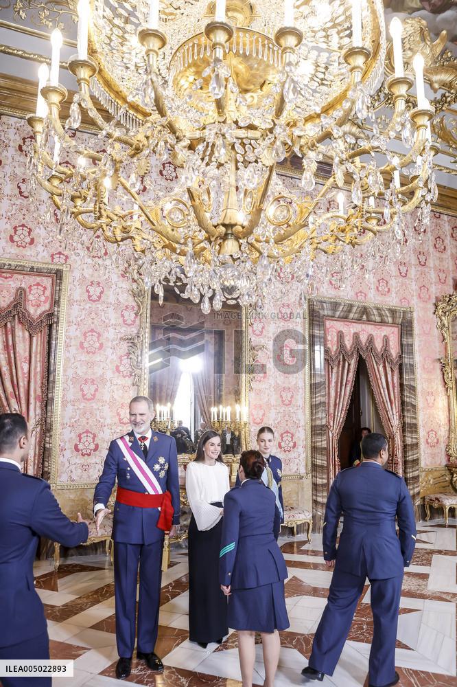 Royals At The Military Easter At The Royal Palace - Madrid