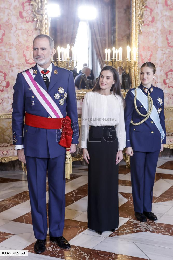 Royals At The Military Easter At The Royal Palace - Madrid