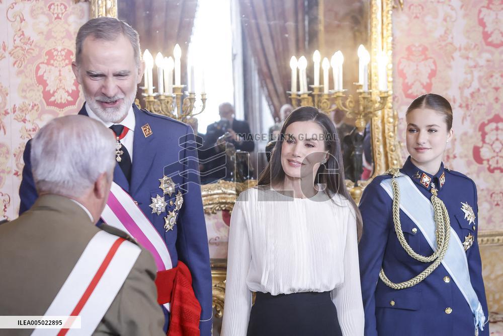 Royals At The Military Easter At The Royal Palace - Madrid