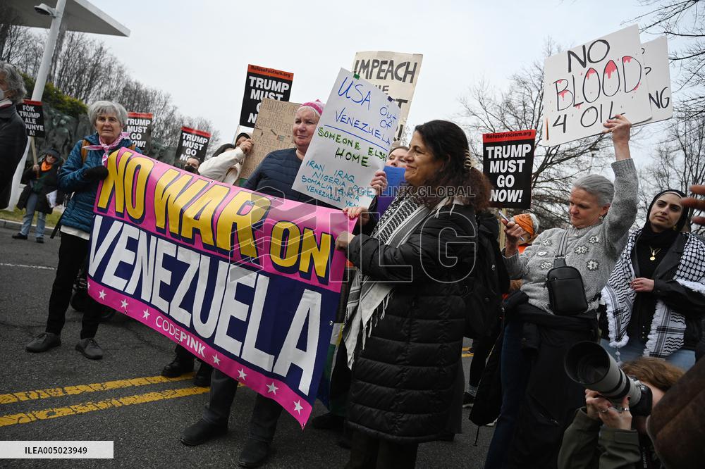 Protesters gather to denounce Trump administration's actions in venezuela