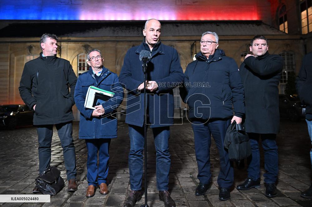 Meeting Between The Prime Minister And Agricultural Unions - Paris