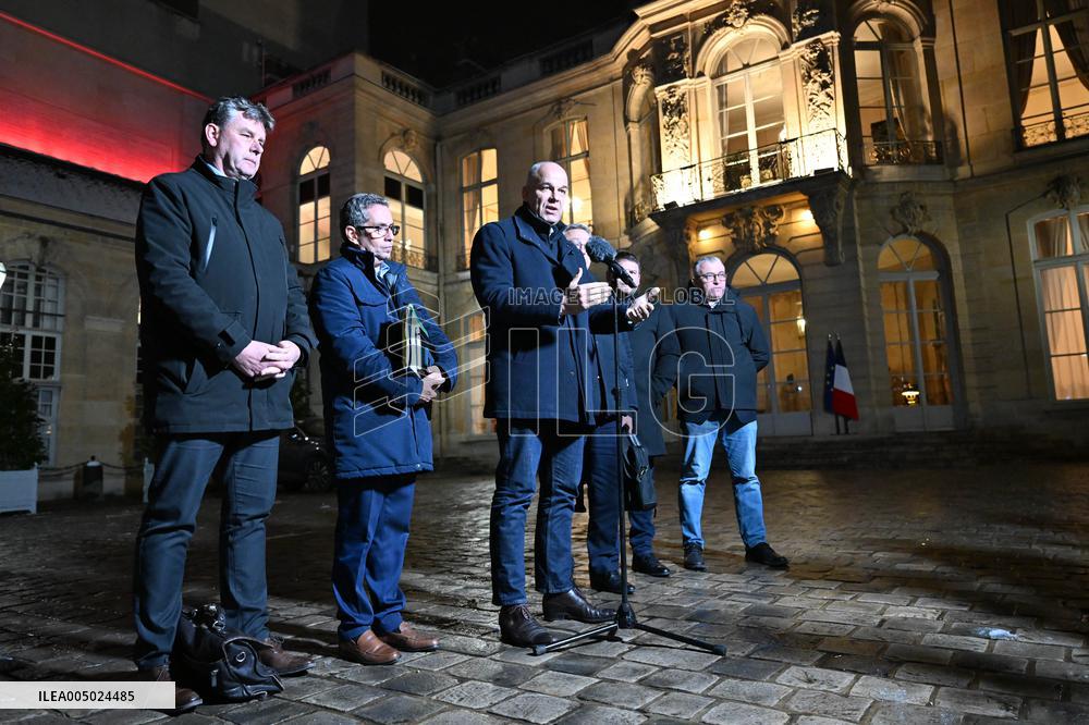 Meeting Between The Prime Minister And Agricultural Unions - Paris