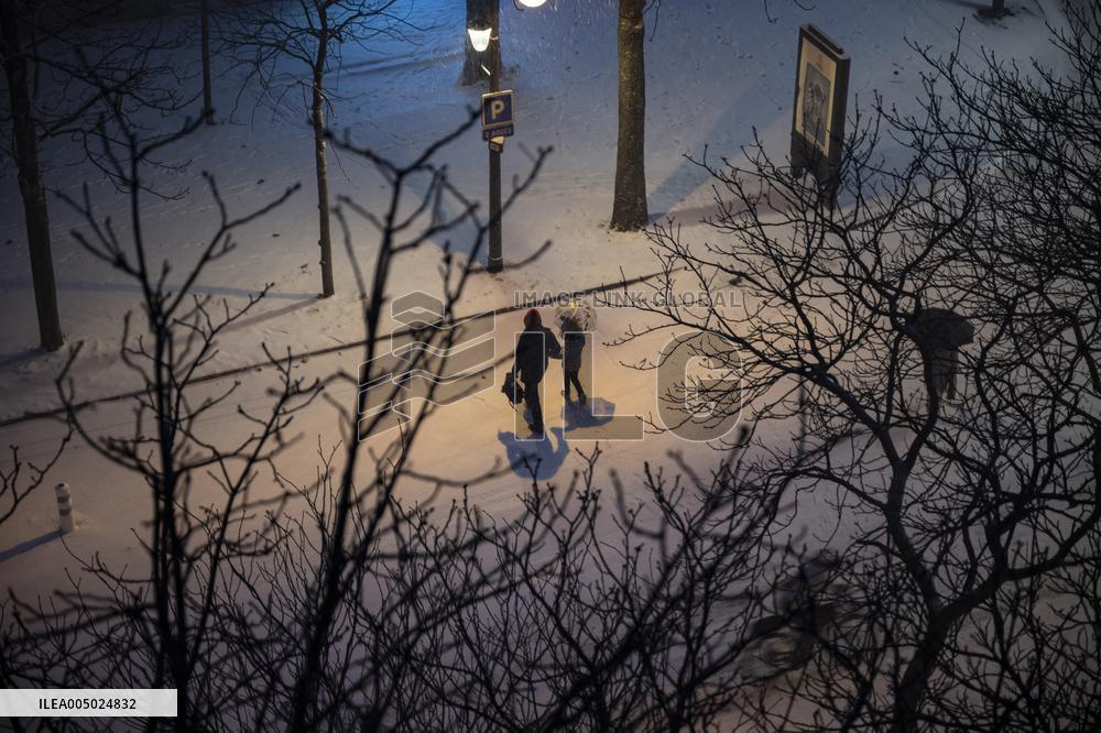 Snowfall Blankets Paris - France