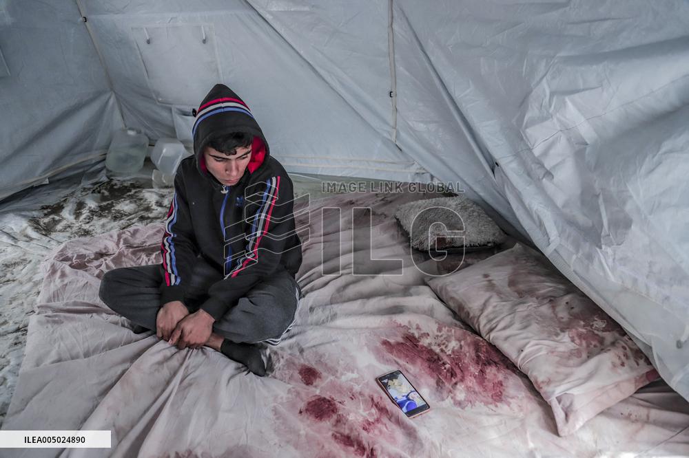 Displaced Palestinians at Gaza Seaport
