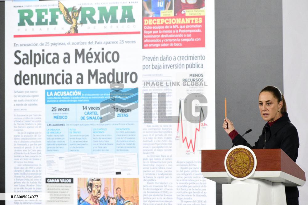 Mexican President Claudia Sheinbaum Holds Briefing Conference - Mexico