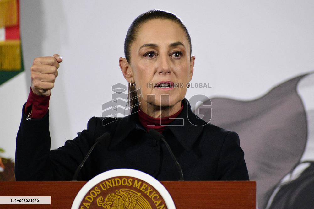Mexican President Claudia Sheinbaum Holds Briefing Conference - Mexico