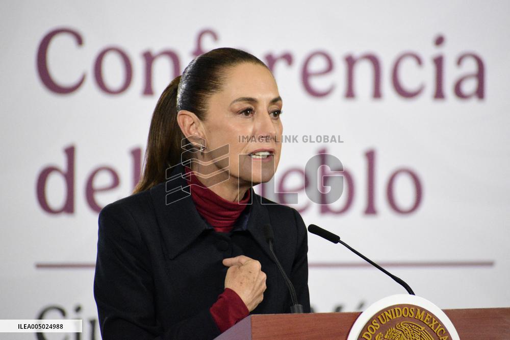 Mexican President Claudia Sheinbaum Holds Briefing Conference - Mexico