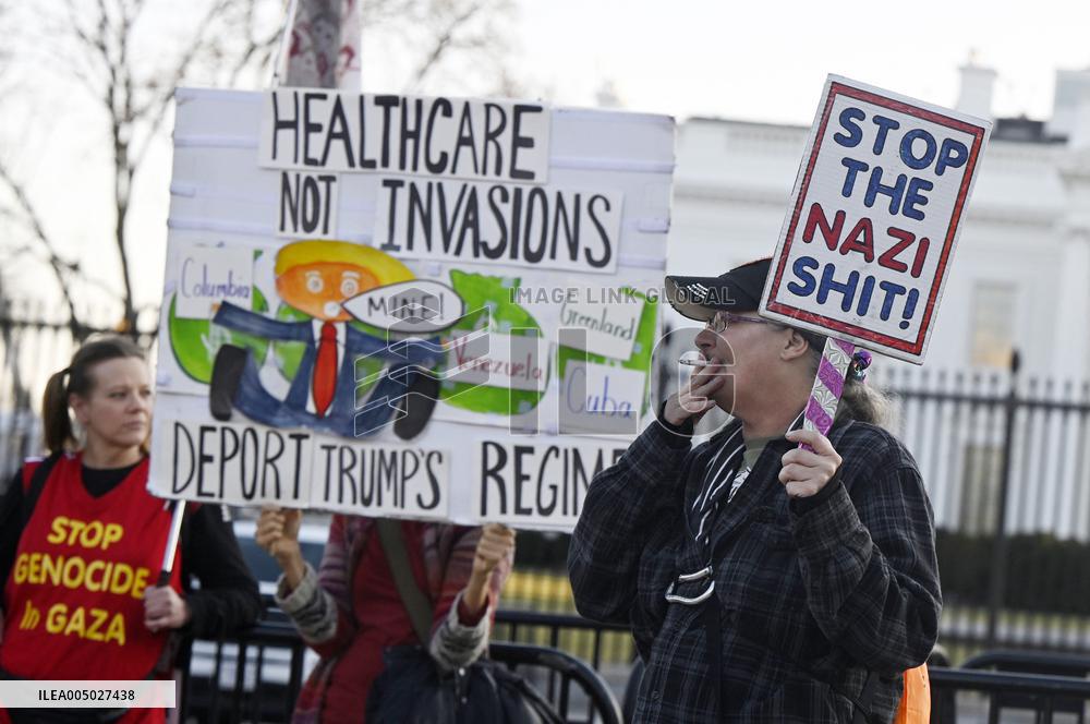 Protesters gather to denounce raids conducted by the US Immigration and Customs Enforcement (ICE)