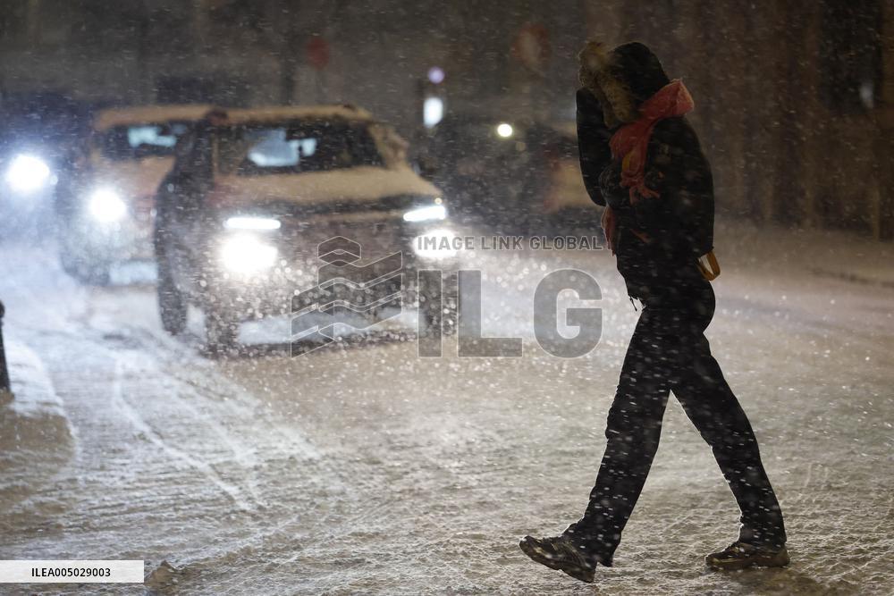 Snowfall in Lille - France