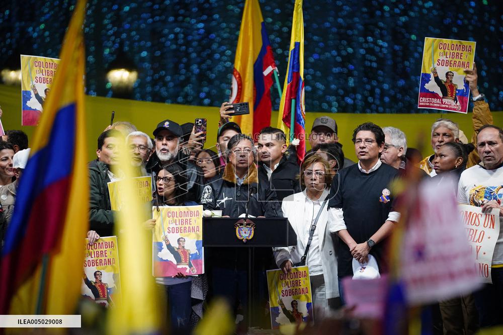 Colombian President Delivers a Speech During a Rally - Bogota
