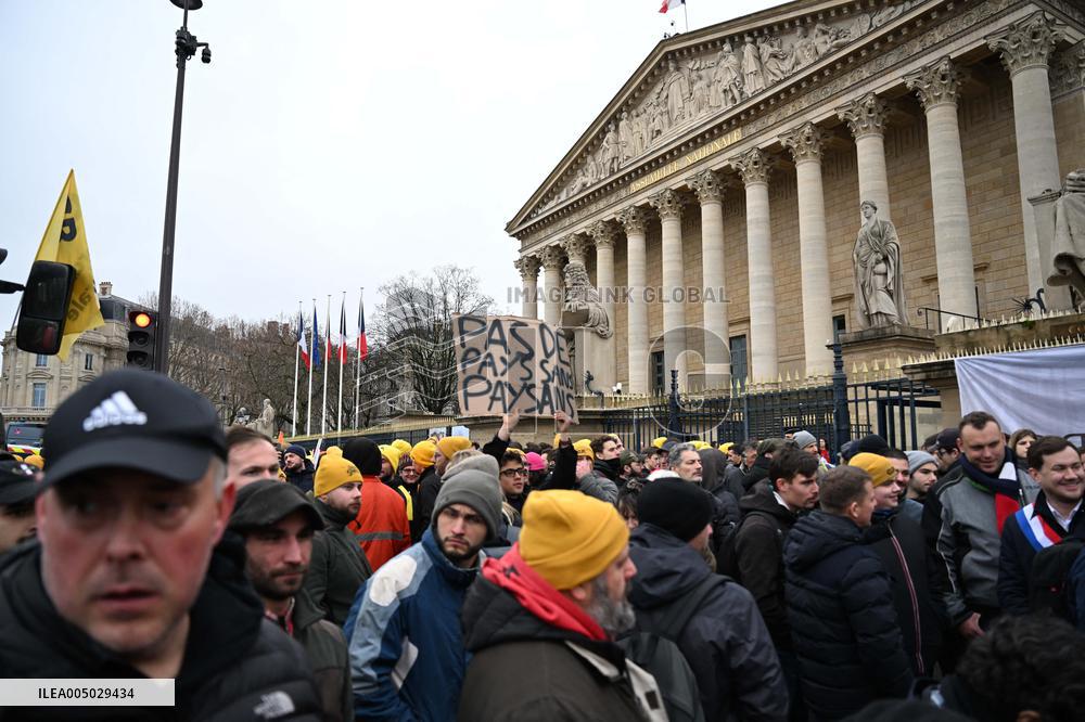 Farmers Protest In Front Of The National Assembly - Paris