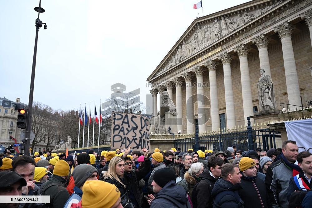 Farmers Protest In Front Of The National Assembly - Paris