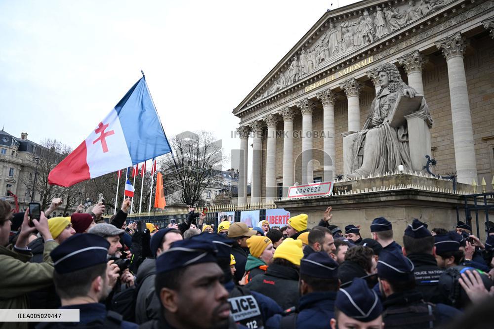 Farmers Protest In Front Of The National Assembly - Paris