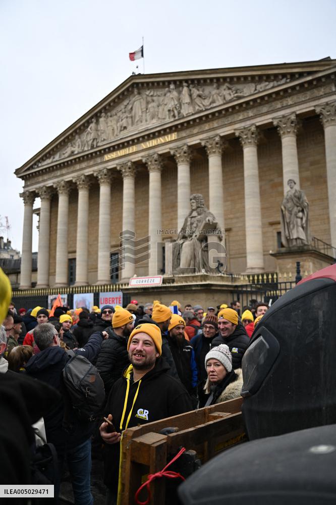 Farmers Protest In Front Of The National Assembly - Paris
