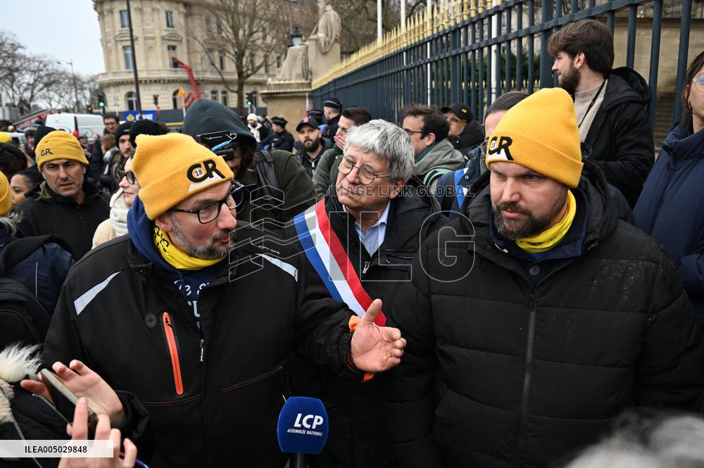 Eric Coquerel at Farmers Protest at The National Assembly - Paris