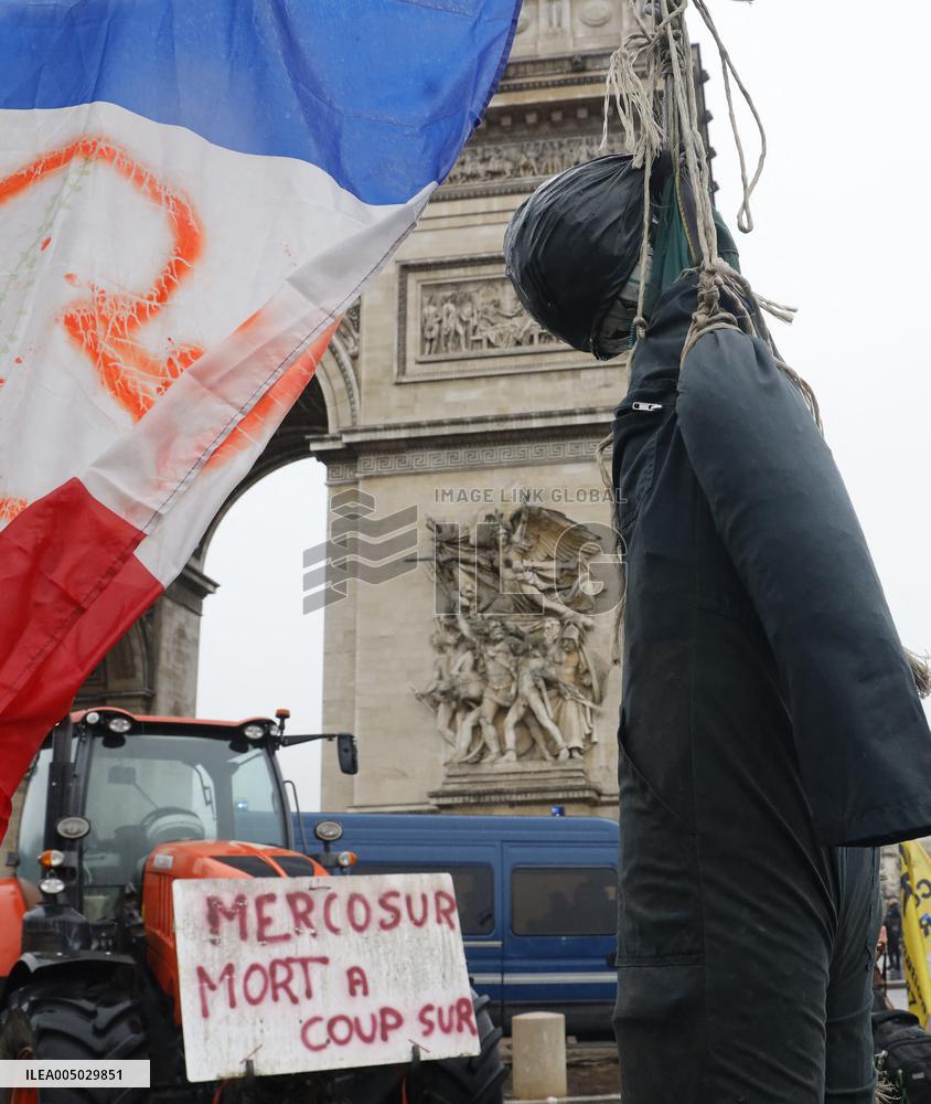 Farmers' Demonstration in Front of Arc De Triomphe - Paris