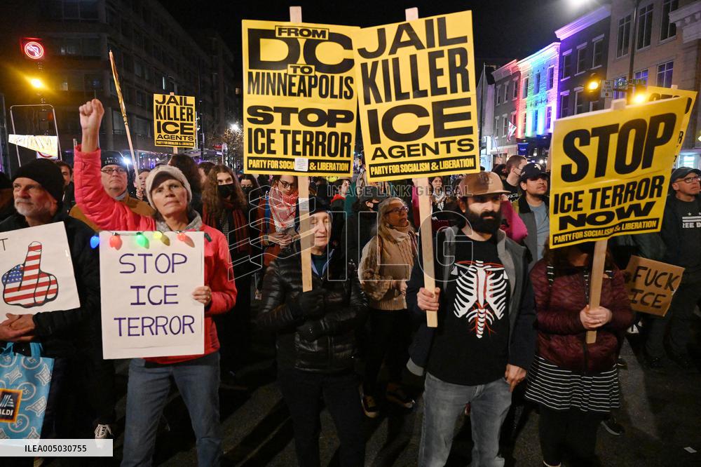 Protesters demonstrate against raids conducted by the US Immigration and Customs Enforcement (ICE)  OD