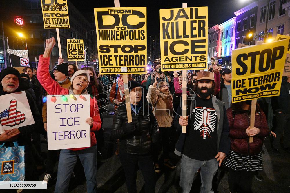 Protesters demonstrate against raids conducted by the US Immigration and Customs Enforcement (ICE)  OD