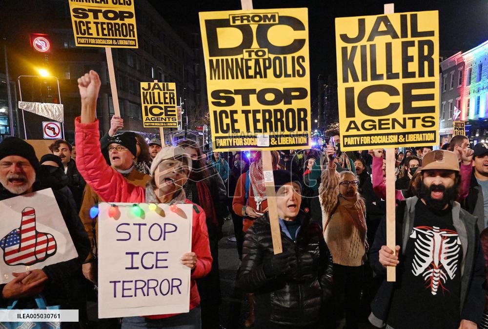 Protesters demonstrate against raids conducted by the US Immigration and Customs Enforcement (ICE)  OD