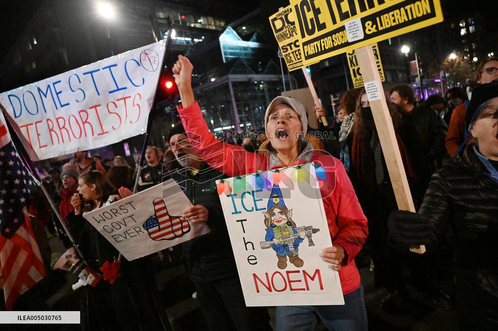 Protesters demonstrate against raids conducted by the US Immigration and Customs Enforcement (ICE)  OD