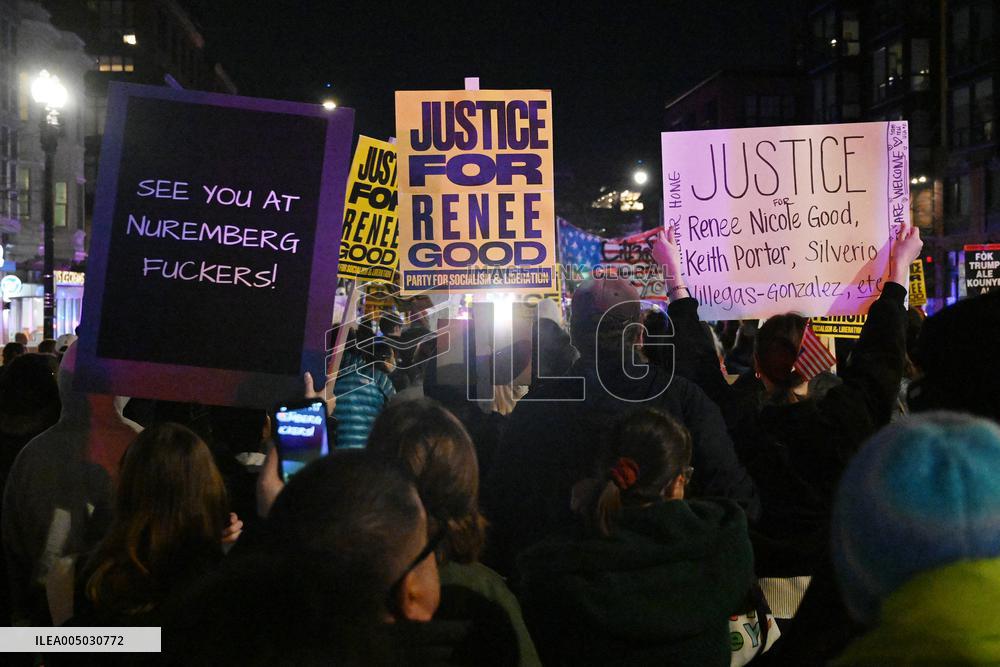 Protesters demonstrate against raids conducted by the US Immigration and Customs Enforcement (ICE)  OD