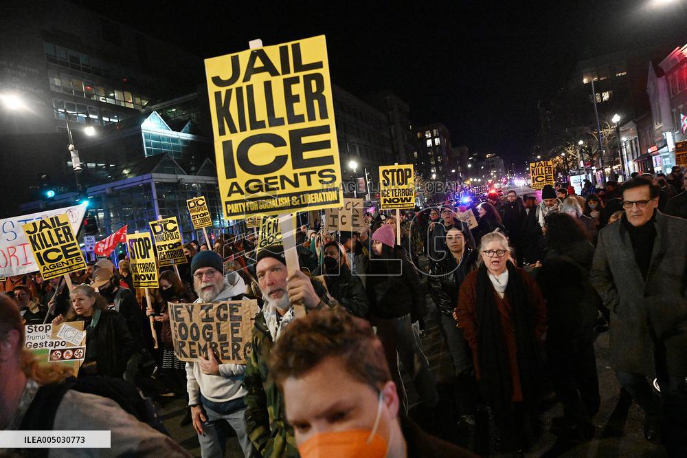 Protesters demonstrate against raids conducted by the US Immigration and Customs Enforcement (ICE)  OD
