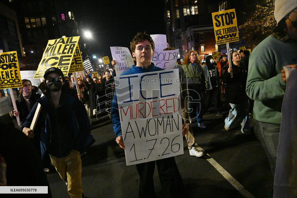 Protesters demonstrate against raids conducted by the US Immigration and Customs Enforcement (ICE)  OD